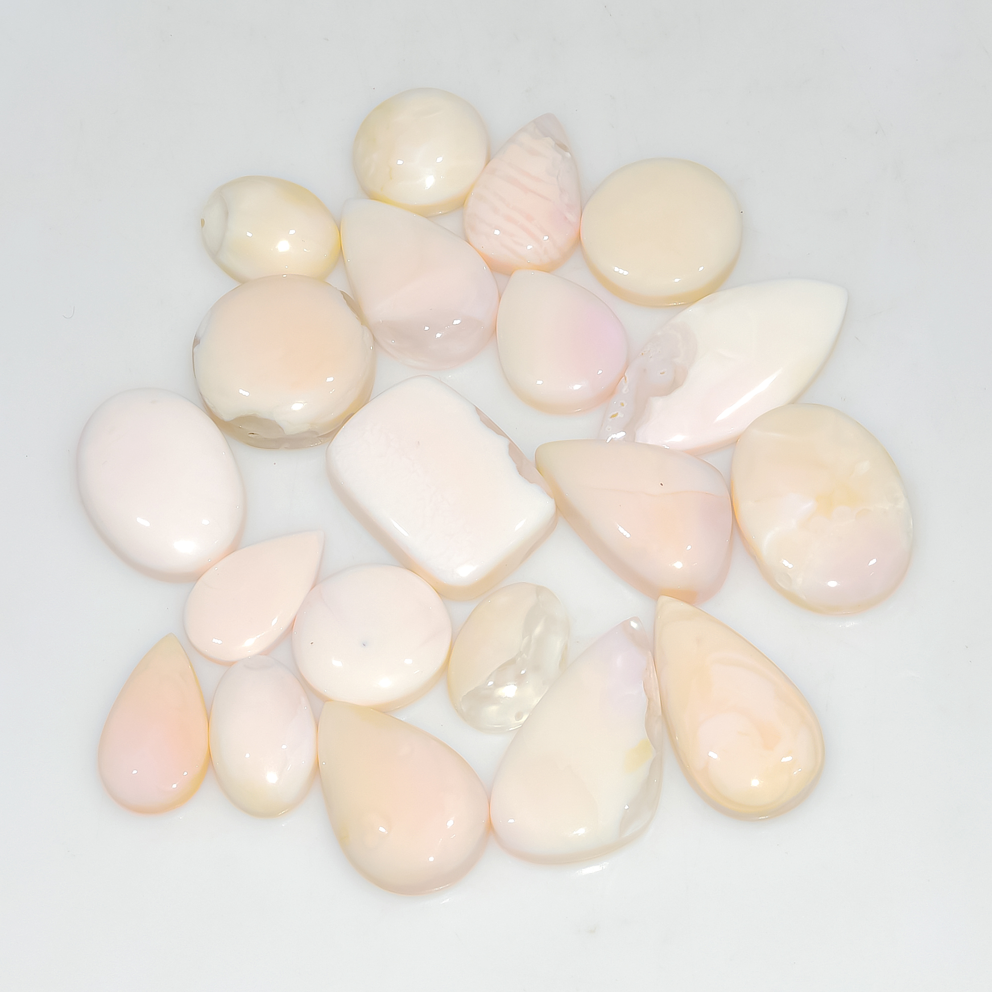 20 Pcs 123 Cts Synthetic Pink Opal Cabochon Loose Jewelry Making Healing Crystal Gemstone Lot 25x10 11x9mm 3772