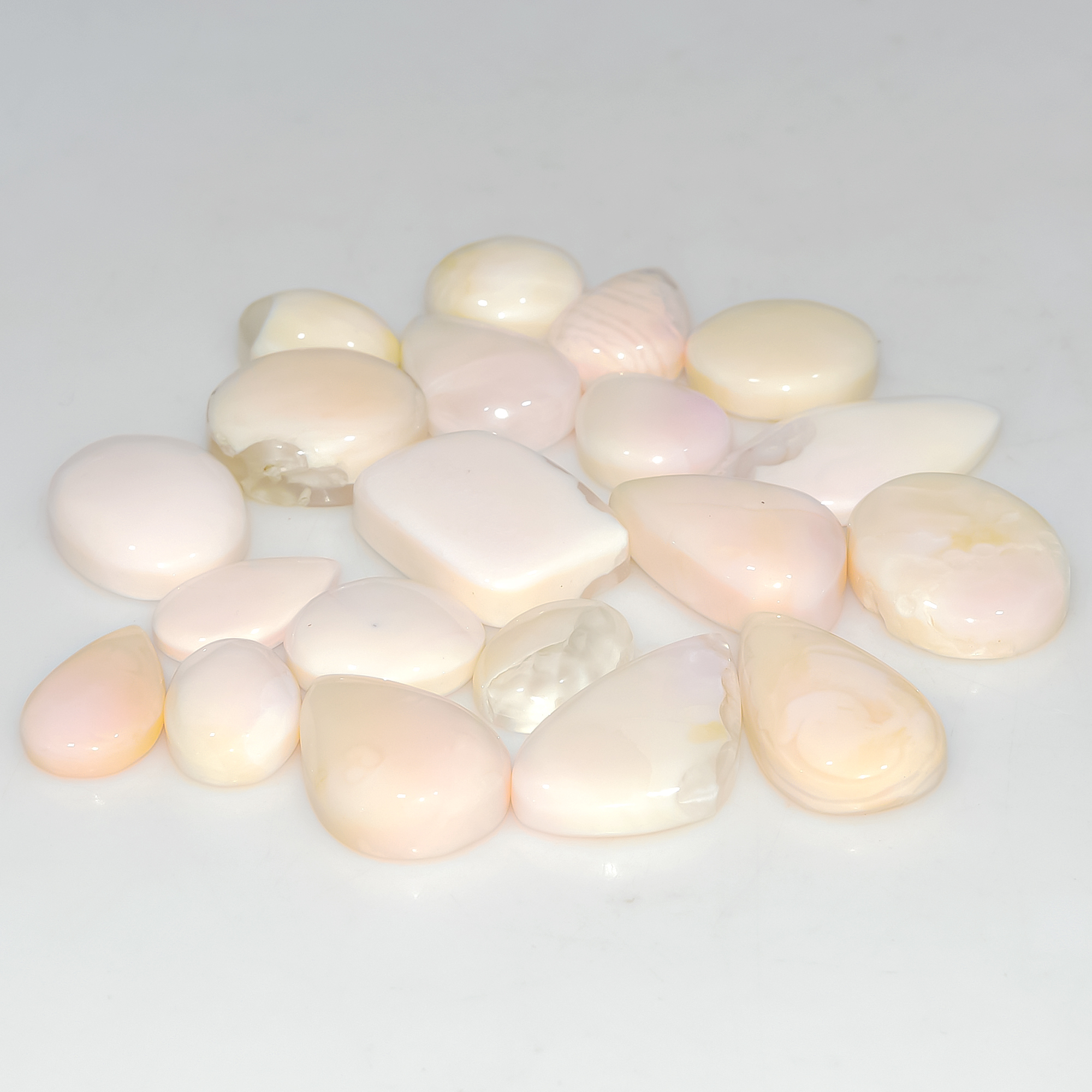 20 Pcs 123 Cts Synthetic Pink Opal Cabochon Loose Jewelry Making Healing Crystal Gemstone Lot 25x10 11x9mm 3772