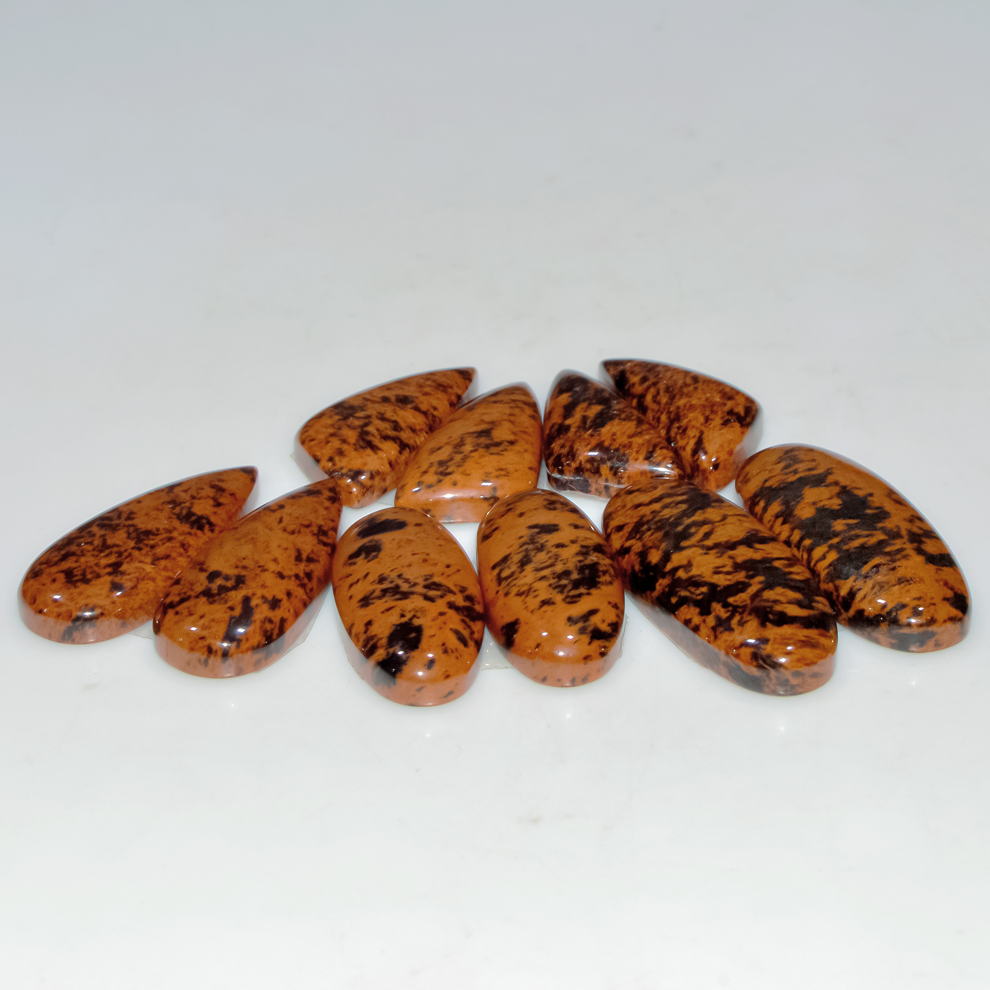 5 Pair 155 Cts Natural Mahogany Obsidian Cabochon Gemstone Earrings making Pair 30x11 23x10mm 3773