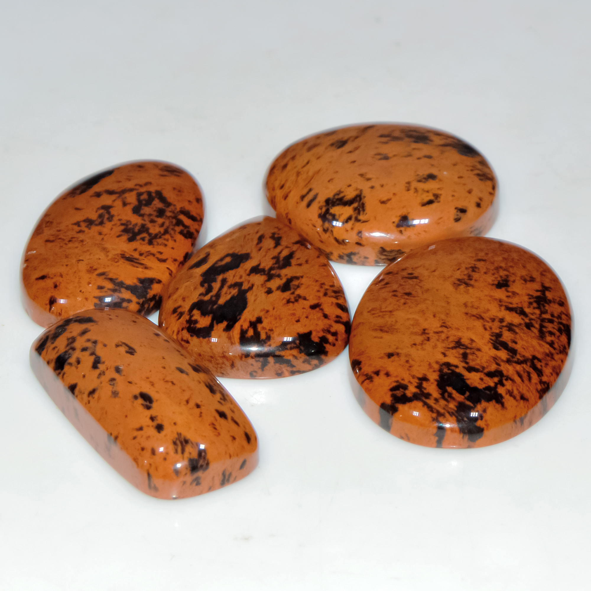 5 Pcs 224 Cts Natural Mahogany Obsidian Cabochon Jewelry Making Loose Gemstone 40x25 30x30mm 3774