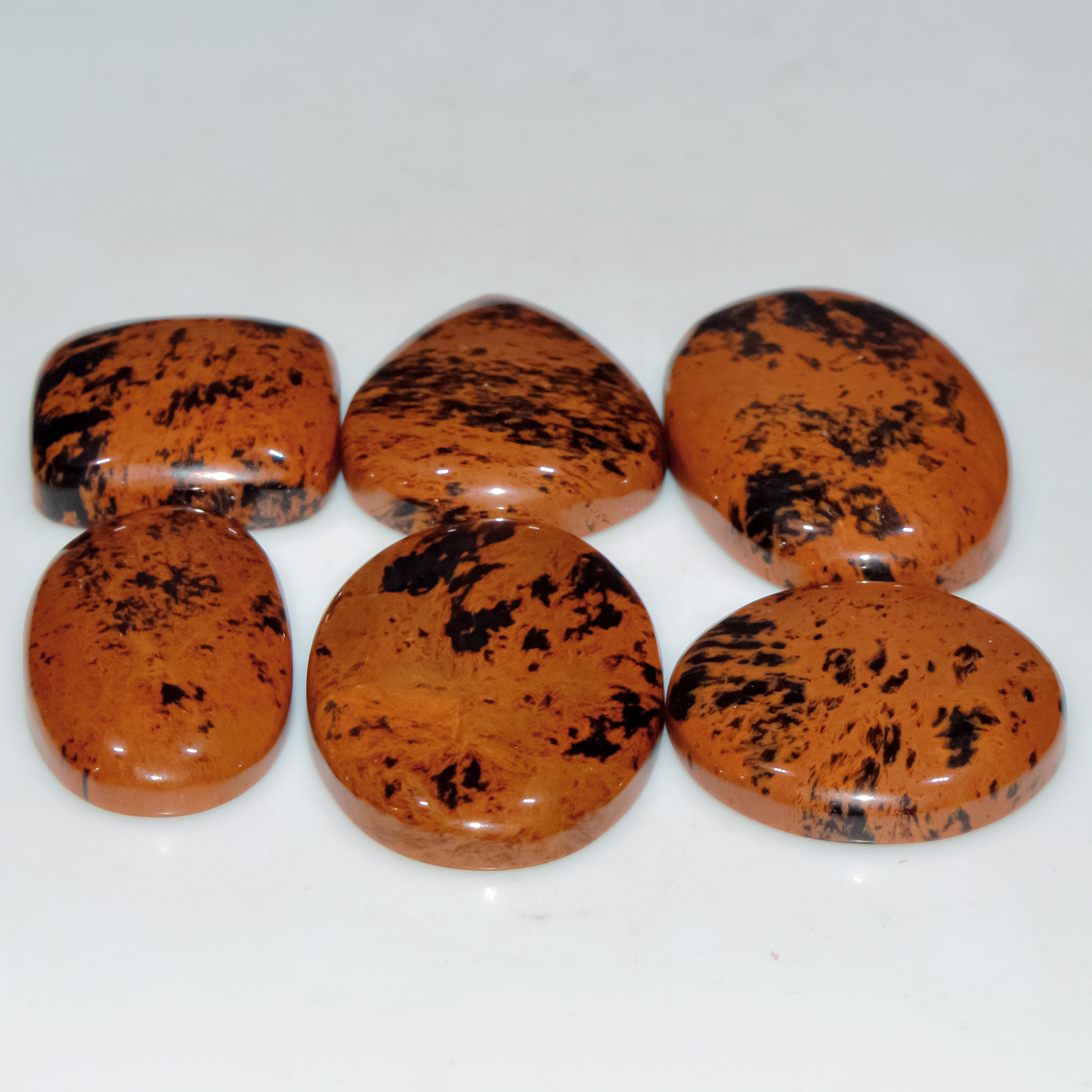 6 Pcs 239 Cts Natural Mahogany Obsidian Cabochon Jewelry Making Loose Gemstone 37x22 22x21mm 3775