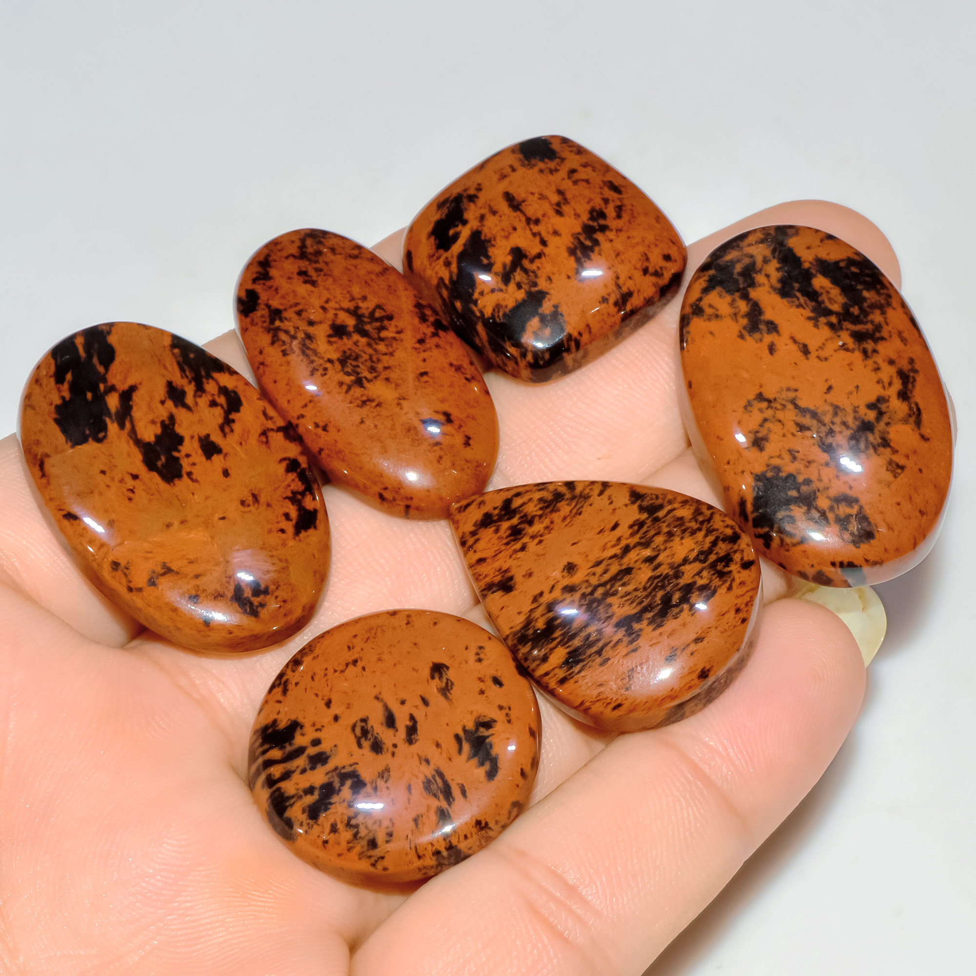 6 Pcs 239 Cts Natural Mahogany Obsidian Cabochon Jewelry Making Loose Gemstone 37x22 22x21mm 3775