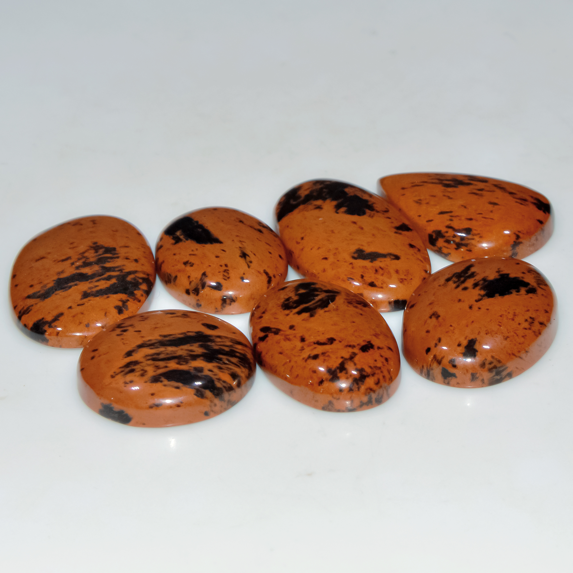 8 Pcs 190 Cts Natural Mahogany Obsidian Cabochon Jewelry Making Loose Gemstone 30x20 19x19mm 3776