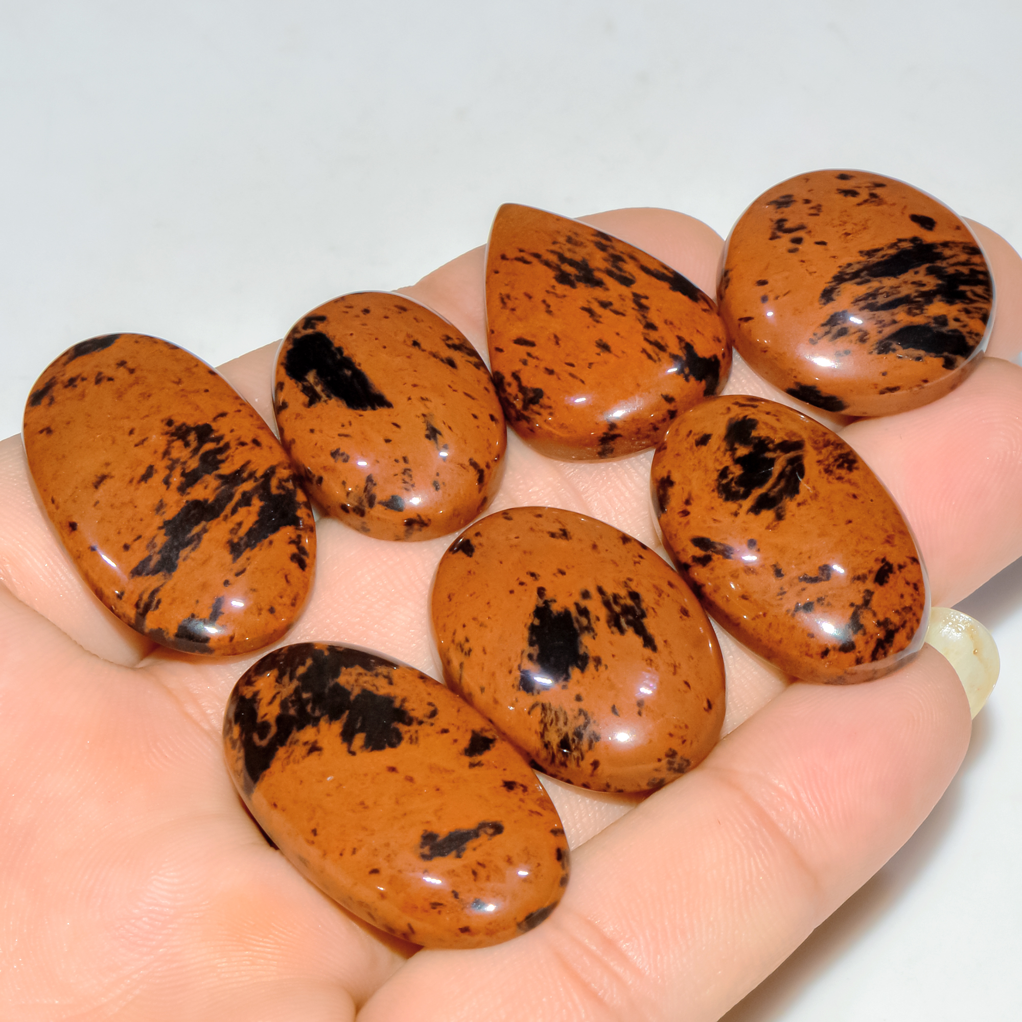 8 Pcs 190 Cts Natural Mahogany Obsidian Cabochon Jewelry Making Loose Gemstone 30x20 19x19mm 3776