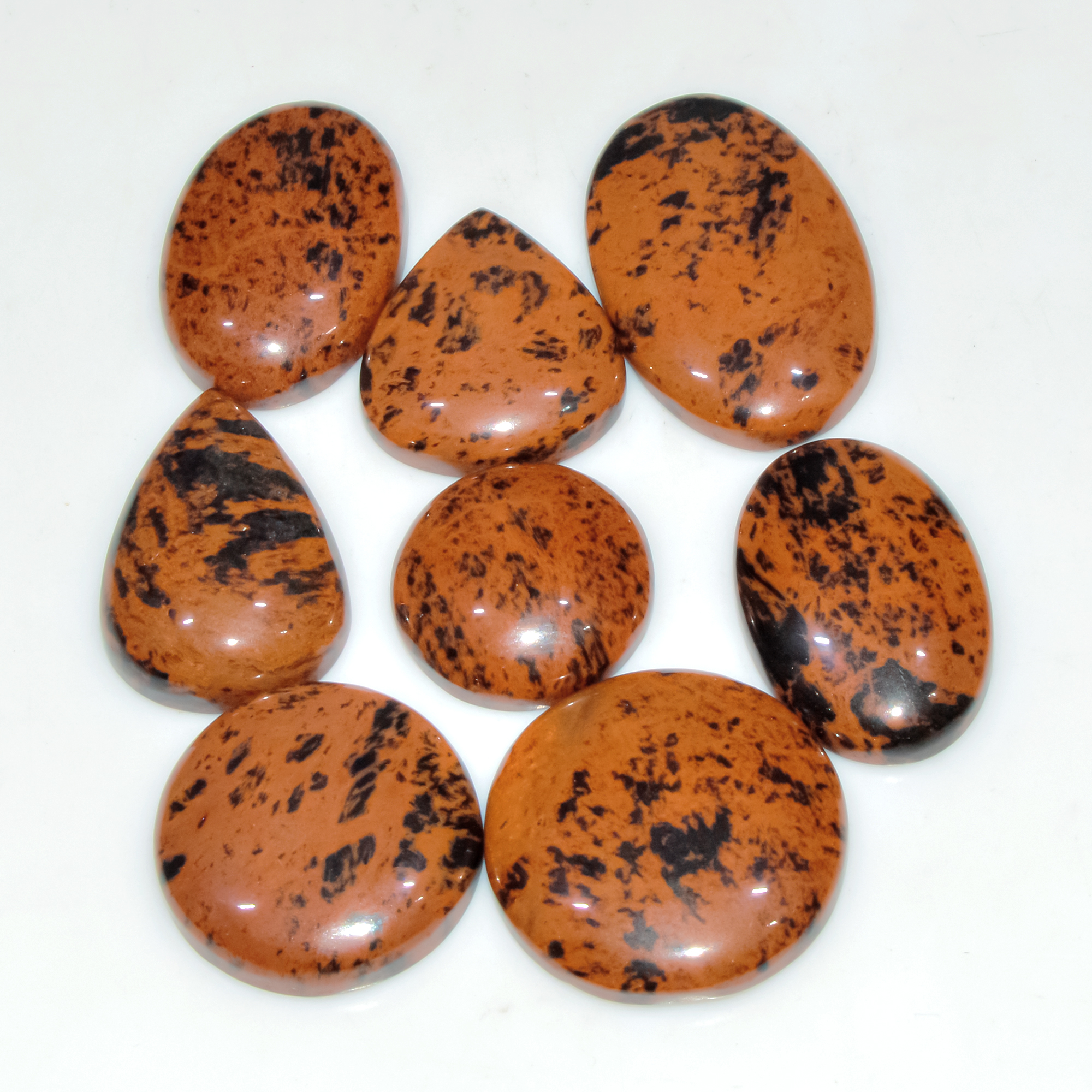 7 Pcs 188 Cts Natural Mahogany Obsidian Cabochon Jewelry Making Loose Gemstone 35x16 21x21mm 3777