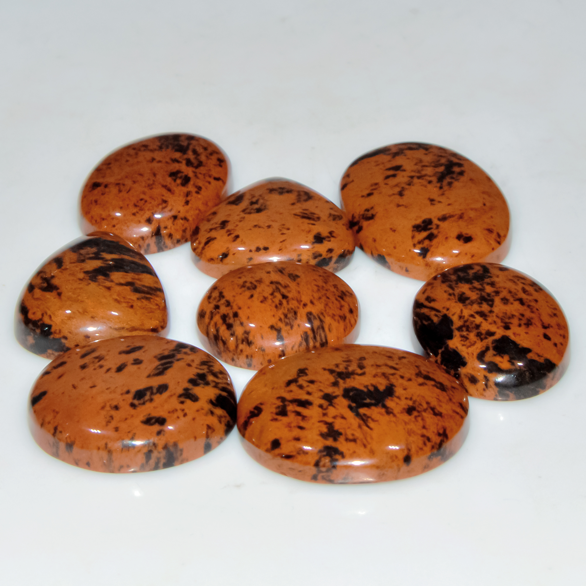 7 Pcs 188 Cts Natural Mahogany Obsidian Cabochon Jewelry Making Loose Gemstone 35x16 21x21mm 3777