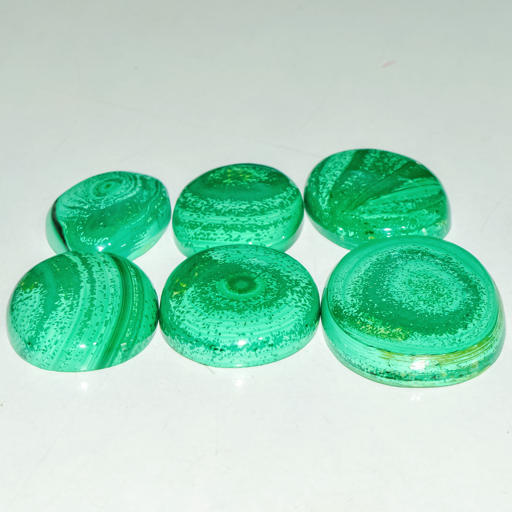 6 Pcs 250 Cts Natural Malachite Mix Shape Size Back Unpolished Cabochon Gemstone Lot 35x23 24x15mm 3778