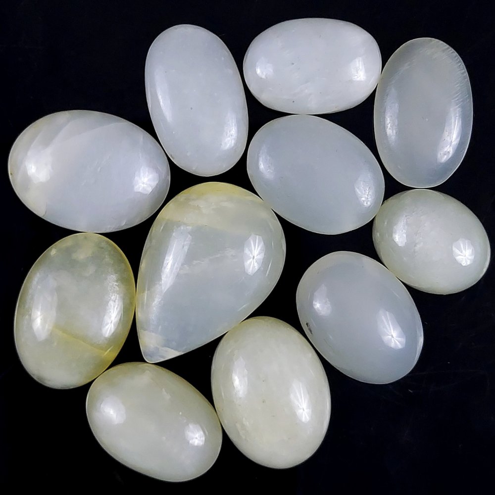 11Pcs 324Cts  Natural White Moonstone Oval Cabochon Gemstone Wholsale Lot For Handmade Jewelry Making Stone 28x18 18x12mm#G-380