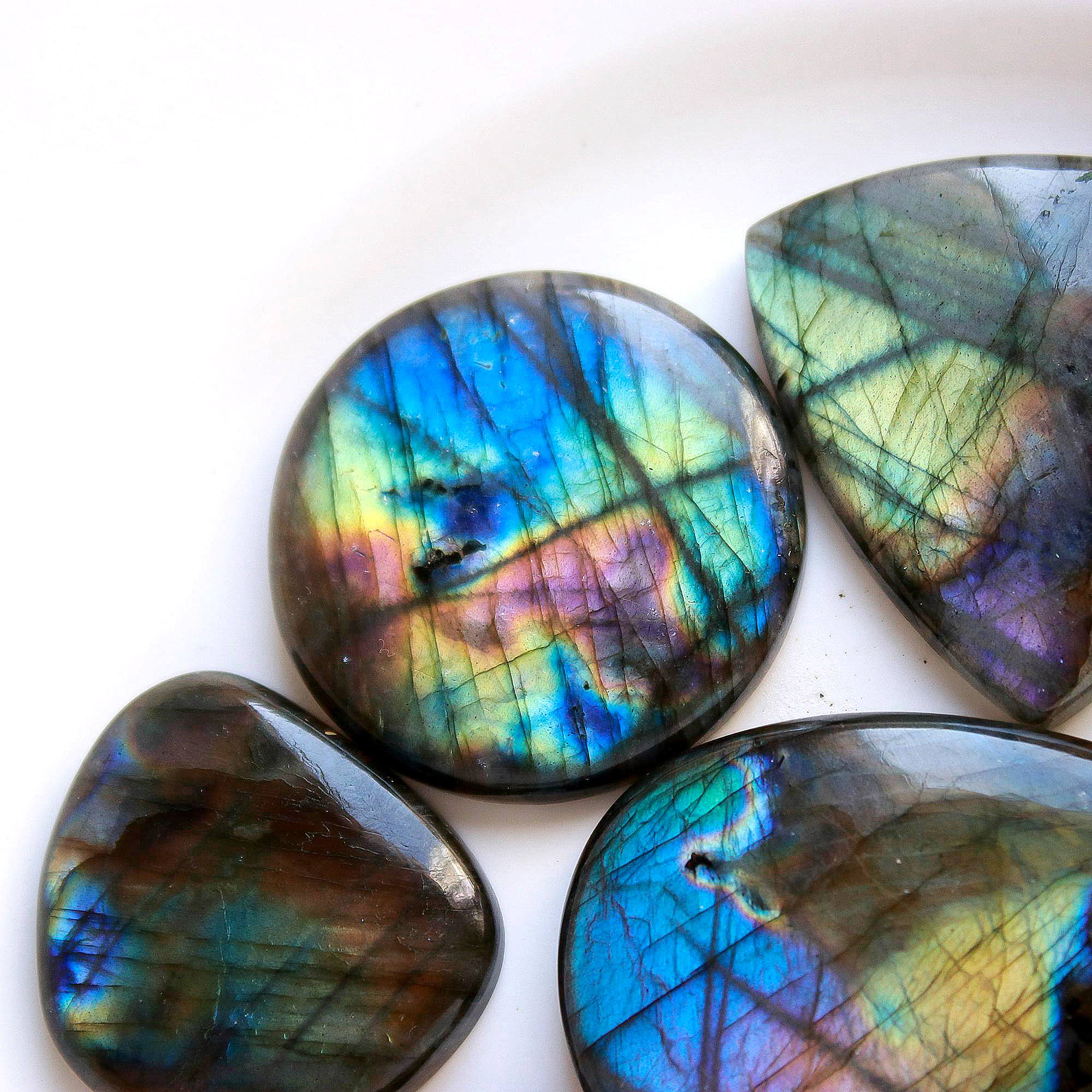 7 Pcs.442 Cts Natural labradorite Cabochon Loose Gemstone For Jewelry Wholesale Lot Size 51x31 32x30mm