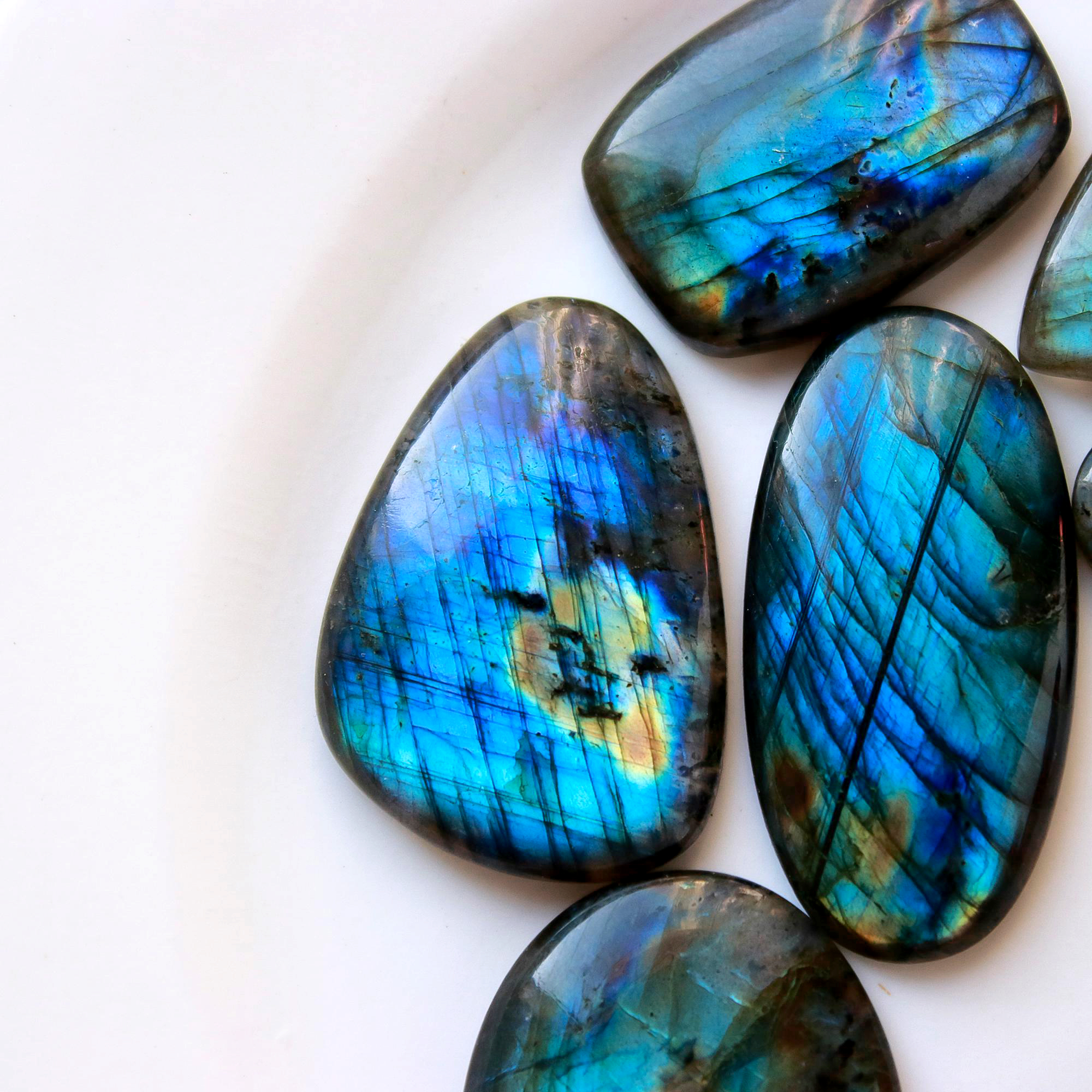 8 Pcs.387 Cts Natural labradorite Cabochon Loose Gemstone For Jewelry Wholesale Lot Size 43x25 31x22mm#1113