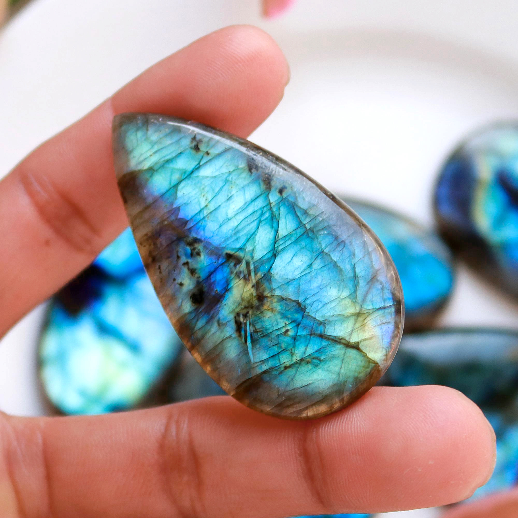 8 Pcs.670 Cts Natural labradorite Cabochon Loose Gemstone For Jewelry Wholesale Lot Size 55x30 40x24mm