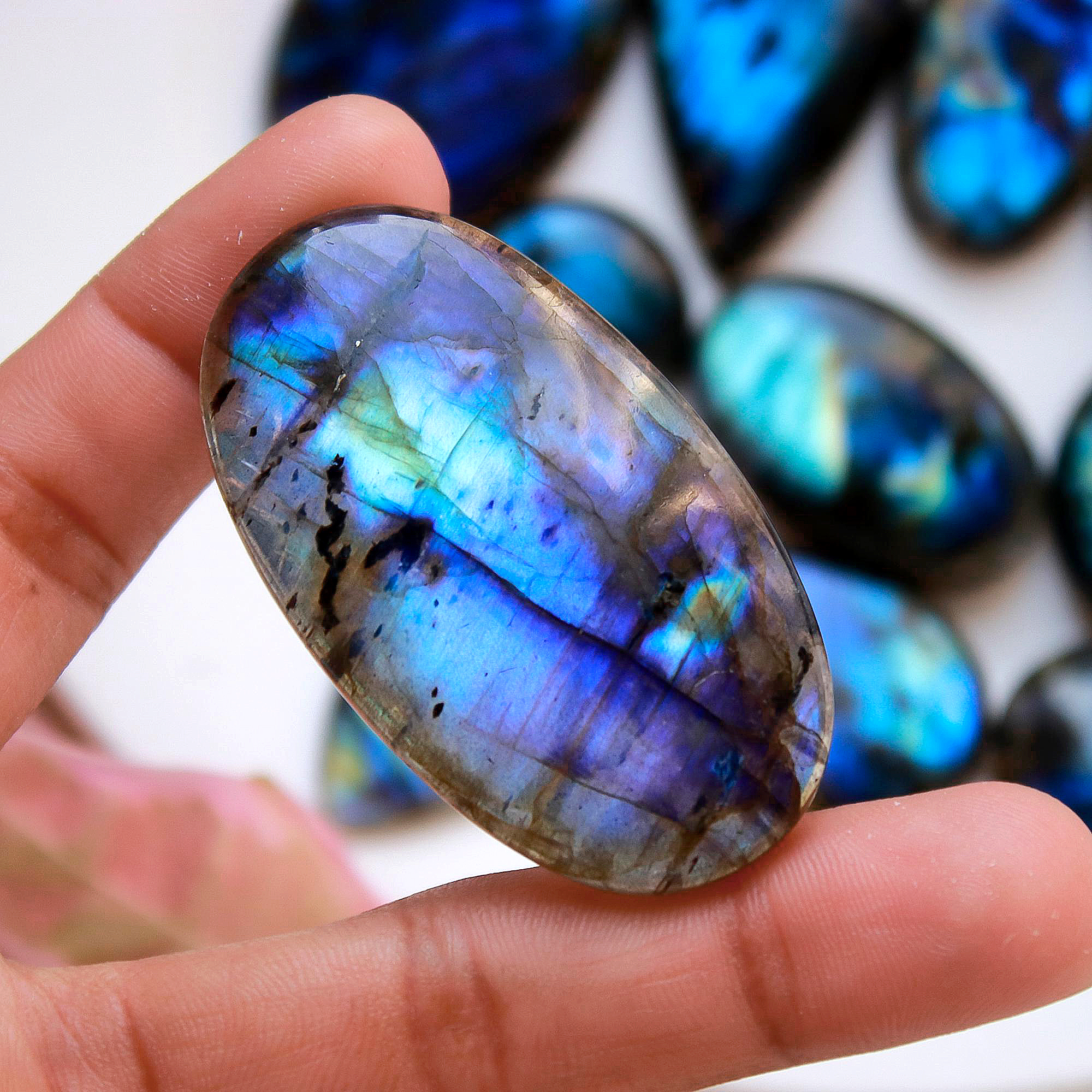 13 Pcs.750 Cts Natural labradorite Cabochon Loose Gemstone For Jewelry Wholesale Lot Size 55x31 33x25mm
