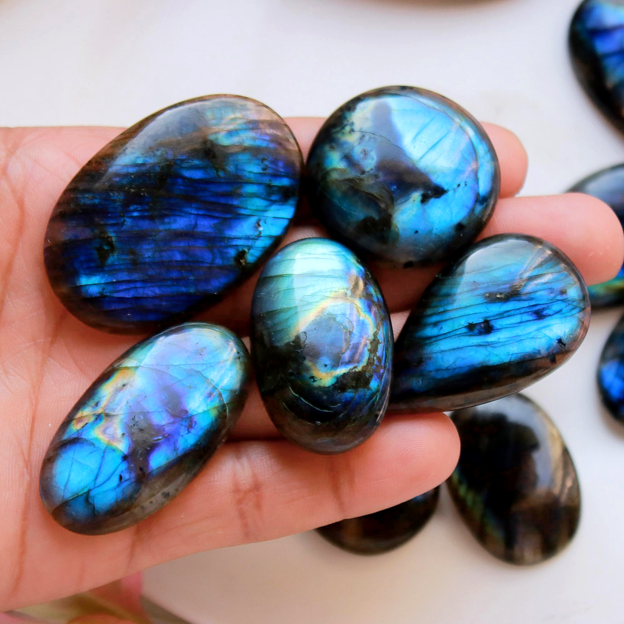 13 Pcs.750 Cts Natural labradorite Cabochon Loose Gemstone For Jewelry Wholesale Lot Size 55x31 33x25mm