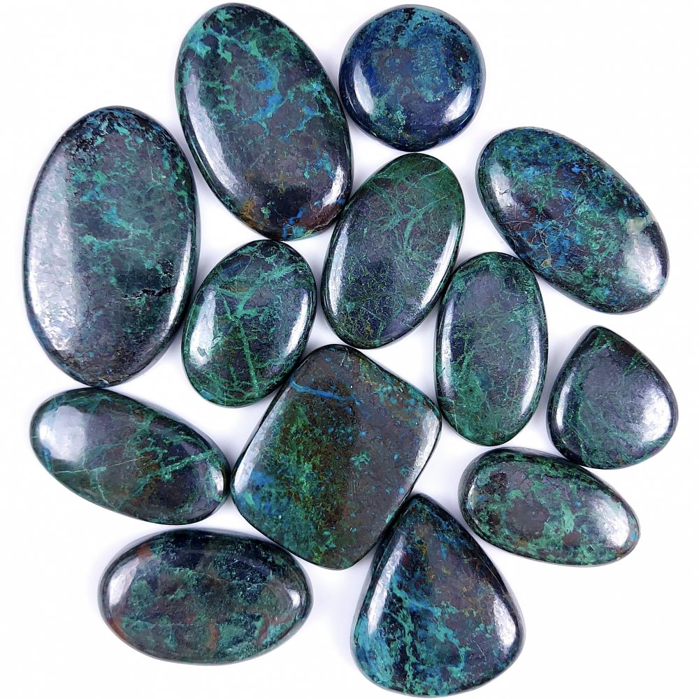 13Pcs 936Cts  Natural Blue Azurite Gemstone Cabochon Lot Azurite Crystal Pendant Necklace Azurite Jewelry For Crystal Healing 48x30 24x22mm#G-395