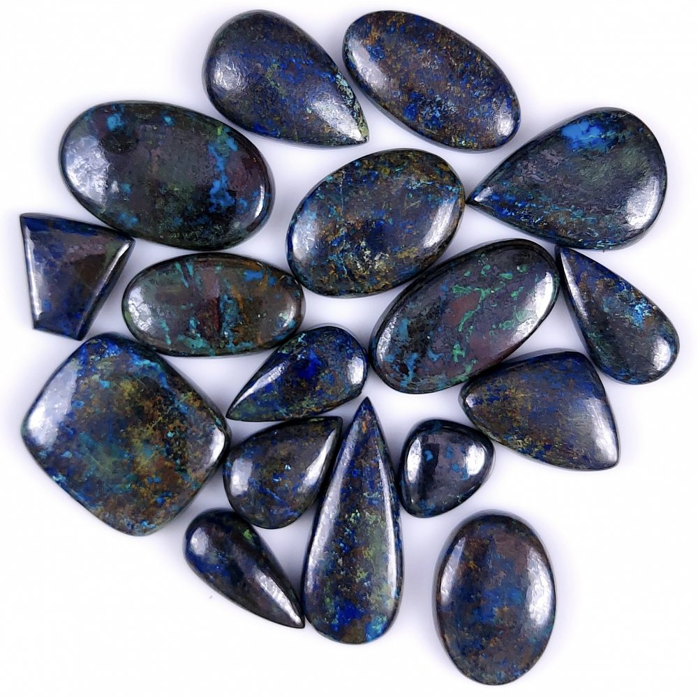 17Pcs 508Cts  Natural Blue Azurite Gemstone Cabochon Lot Azurite Crystal Pendant Necklace Azurite Jewelry For Crystal Healing 30x15 15x12mm#G-396