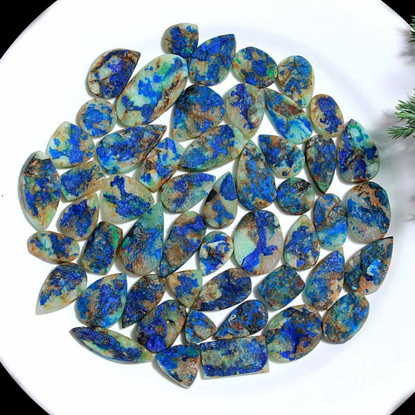 51 Pcs 700.Cts Natural Azurite Druzy Unpolished Loose Cabochon Gemstone For Jewelry Wholesale Lot Size 31x17 13x12mm#1164