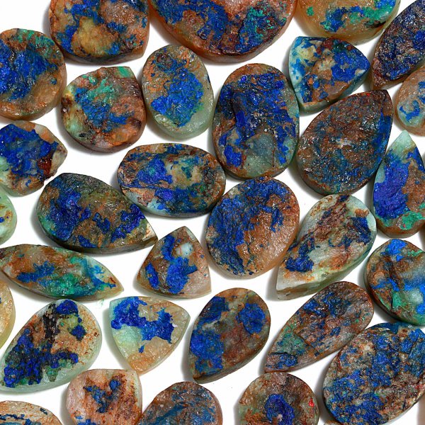 40 Pcs 552.Cts Natural Azurite Druzy Unpolished Loose Cabochon Gemstone For Jewelry Wholesale Lot Size 30x27 13x13mm
