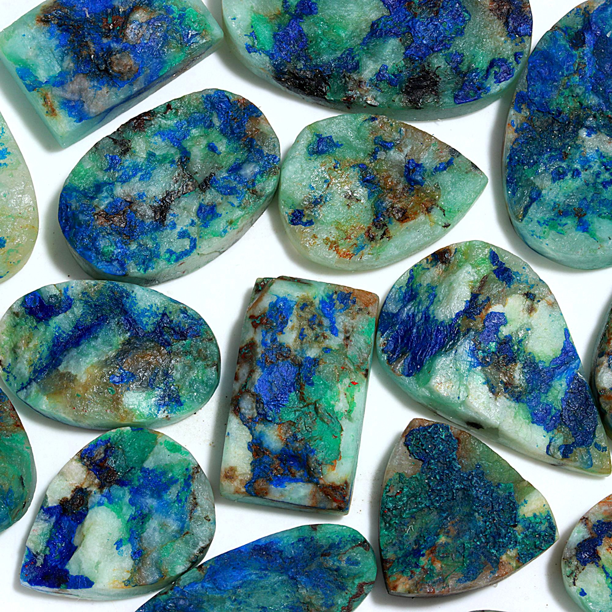 17 Pcs 582.Cts Natural Azurite Druzy Unpolished Loose Cabochon Gemstone For Jewelry Wholesale Lot Size 40x25 22x23mm