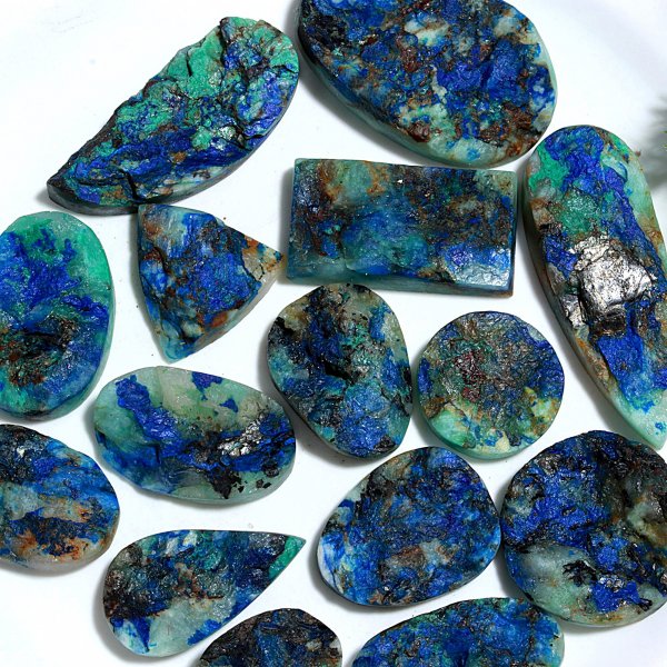 15 Pcs 618.Cts Natural Azurite Druzy Unpolished Loose Cabochon Gemstone For Jewelry Wholesale Lot Size 48x18 22x23mm