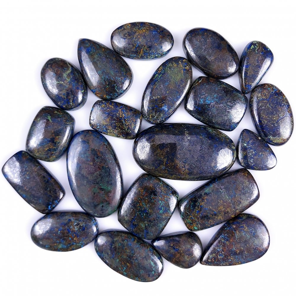 20Pcs 644Cts  Natural Blue Azurite Gemstone Cabochon Lot Azurite Crystal Pendant Necklace Azurite Jewelry For Crystal Healing 40x21 18x12mm#G-398