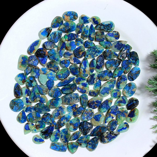 110 Pcs 630.Cts Natural Azurite Druzy Unpolished Loose Cabochon Gemstone For Jewelry Wholesale Lot Size 24x11 10x12mm#1174