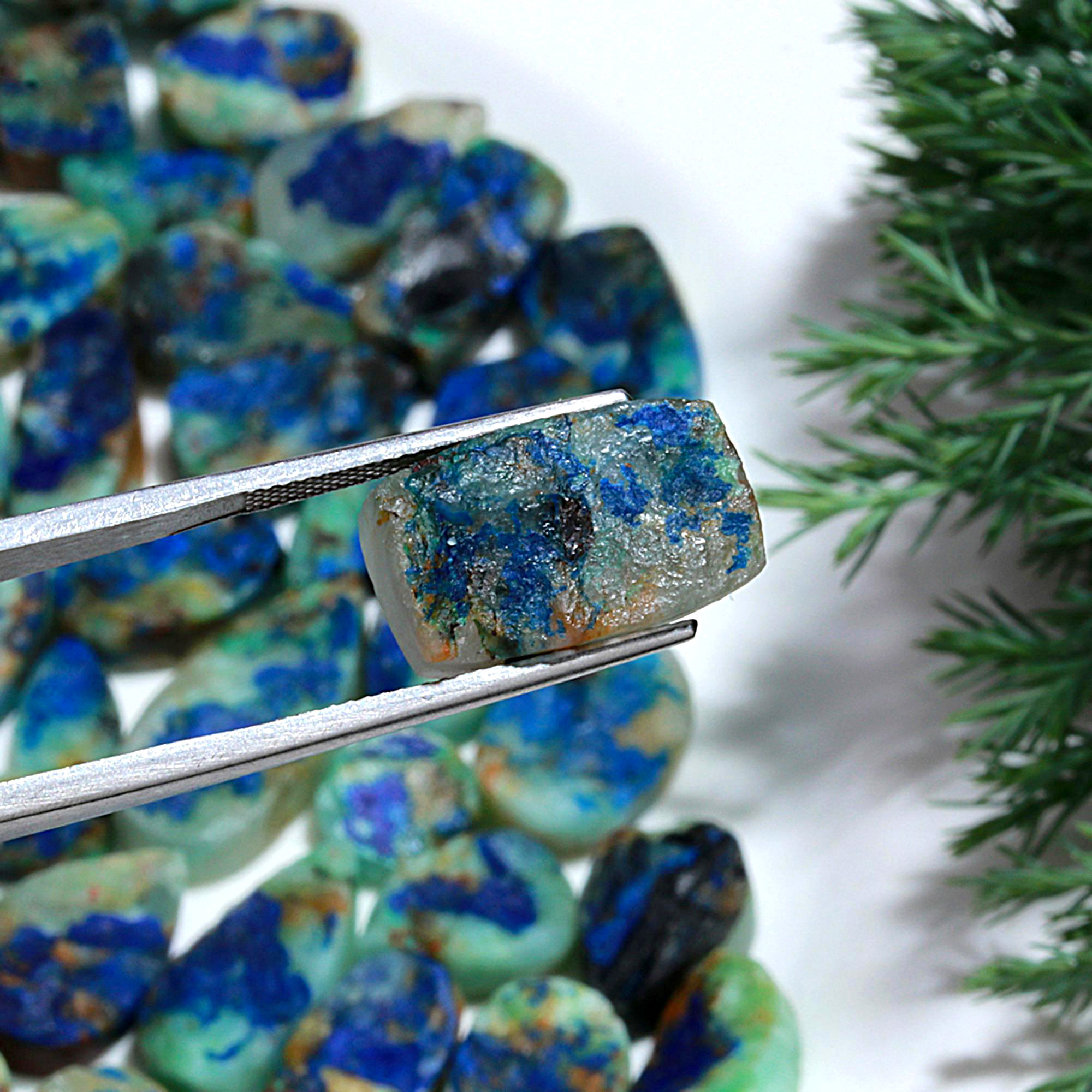 110 Pcs 630.Cts Natural Azurite Druzy Unpolished Loose Cabochon Gemstone For Jewelry Wholesale Lot Size 24x11 10x12mm