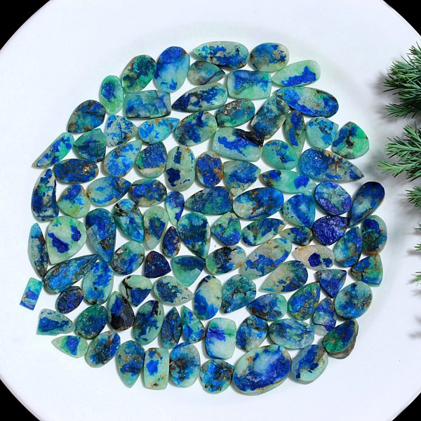 94 Pcs 552.Cts Natural Azurite Druzy Unpolished Loose Cabochon Gemstone For Jewelry Wholesale Lot Size 23x11 9x10mm#1176