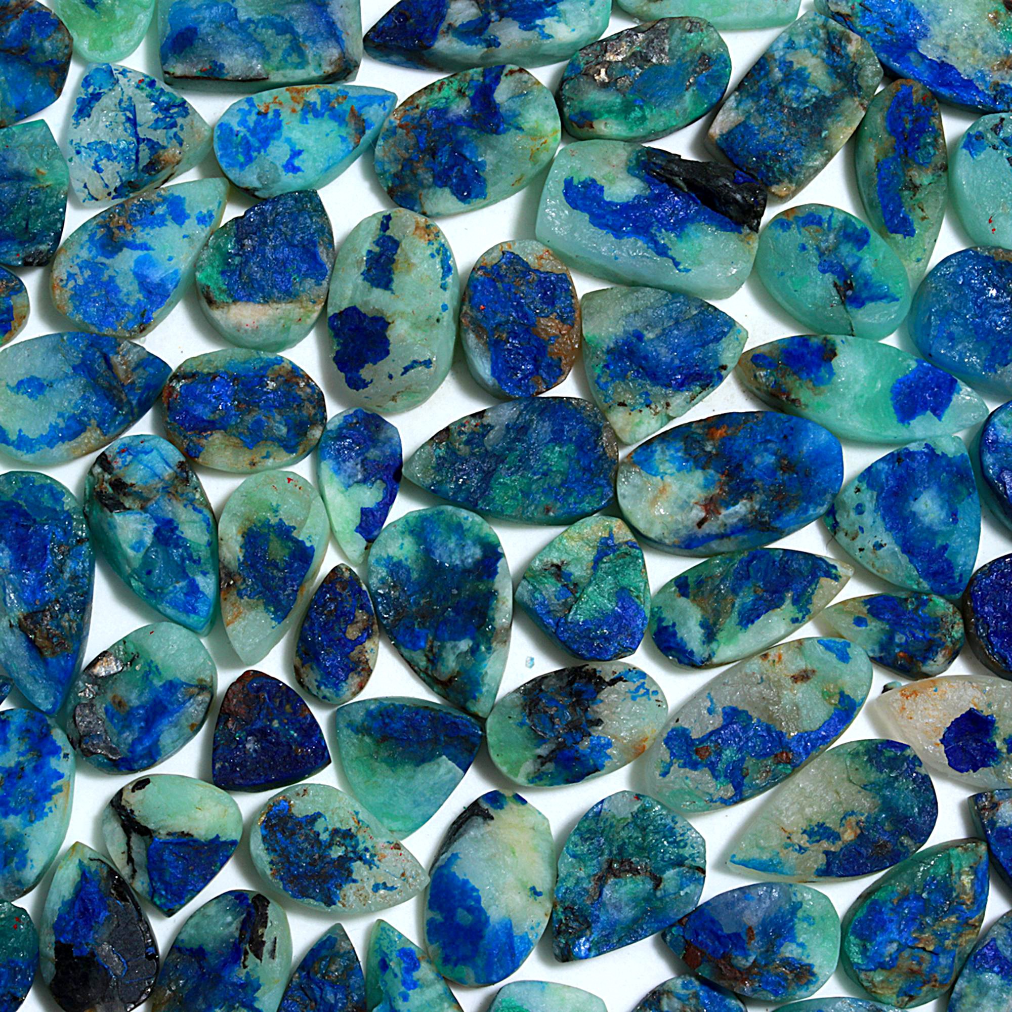 94 Pcs 552.Cts Natural Azurite Druzy Unpolished Loose Cabochon Gemstone For Jewelry Wholesale Lot Size 23x11 9x10mm