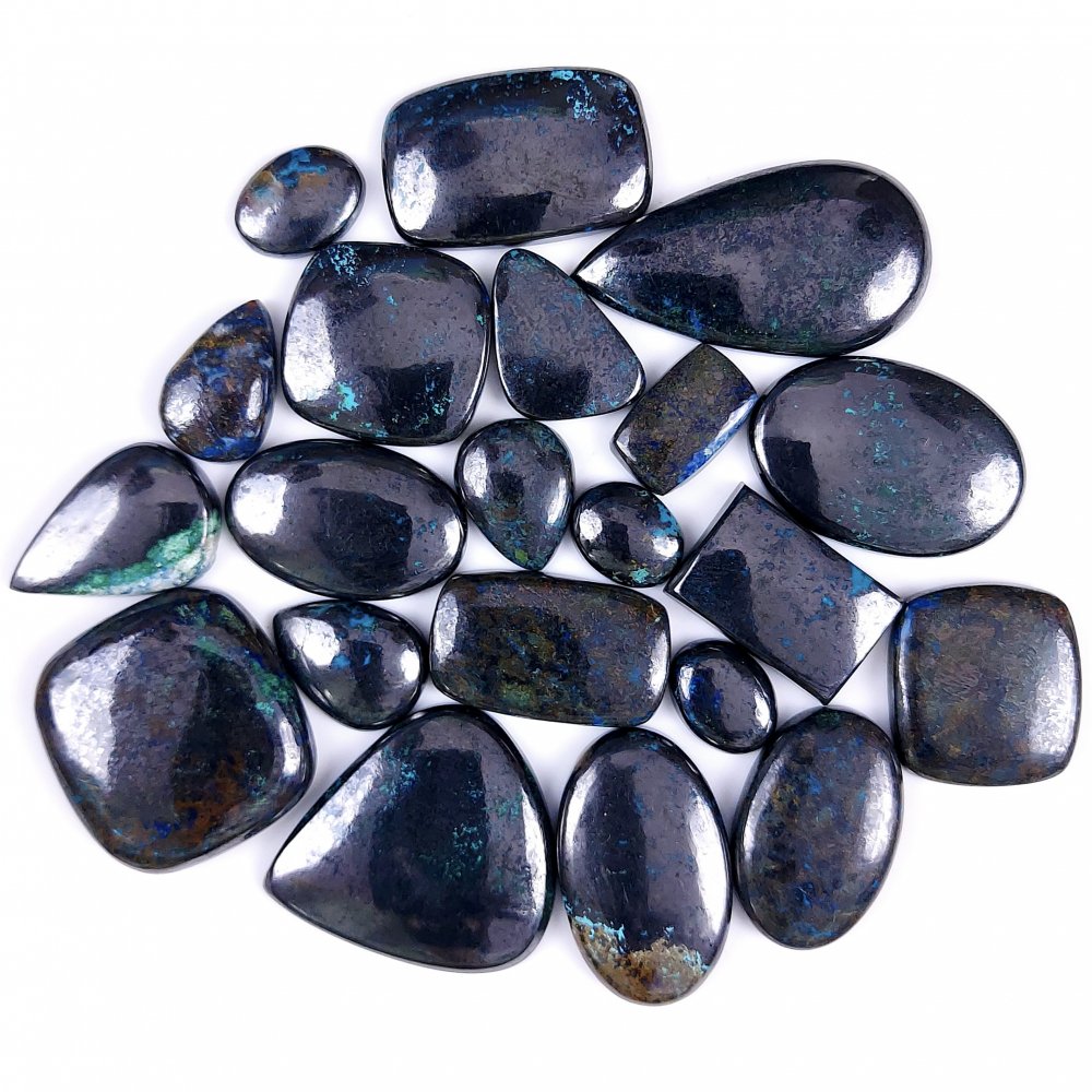 21Pcs 839Cts  Natural Blue Azurite Gemstone Cabochon Lot Azurite Crystal Pendant Necklace Azurite Jewelry For Crystal Healing 40x20 12x9mm#G-399