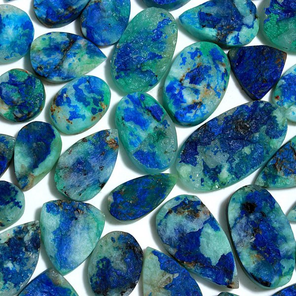 40 Pcs 570.Cts Natural Azurite Druzy Unpolished Loose Cabochon Gemstone For Jewelry Wholesale Lot Size 31x17 17x13mm