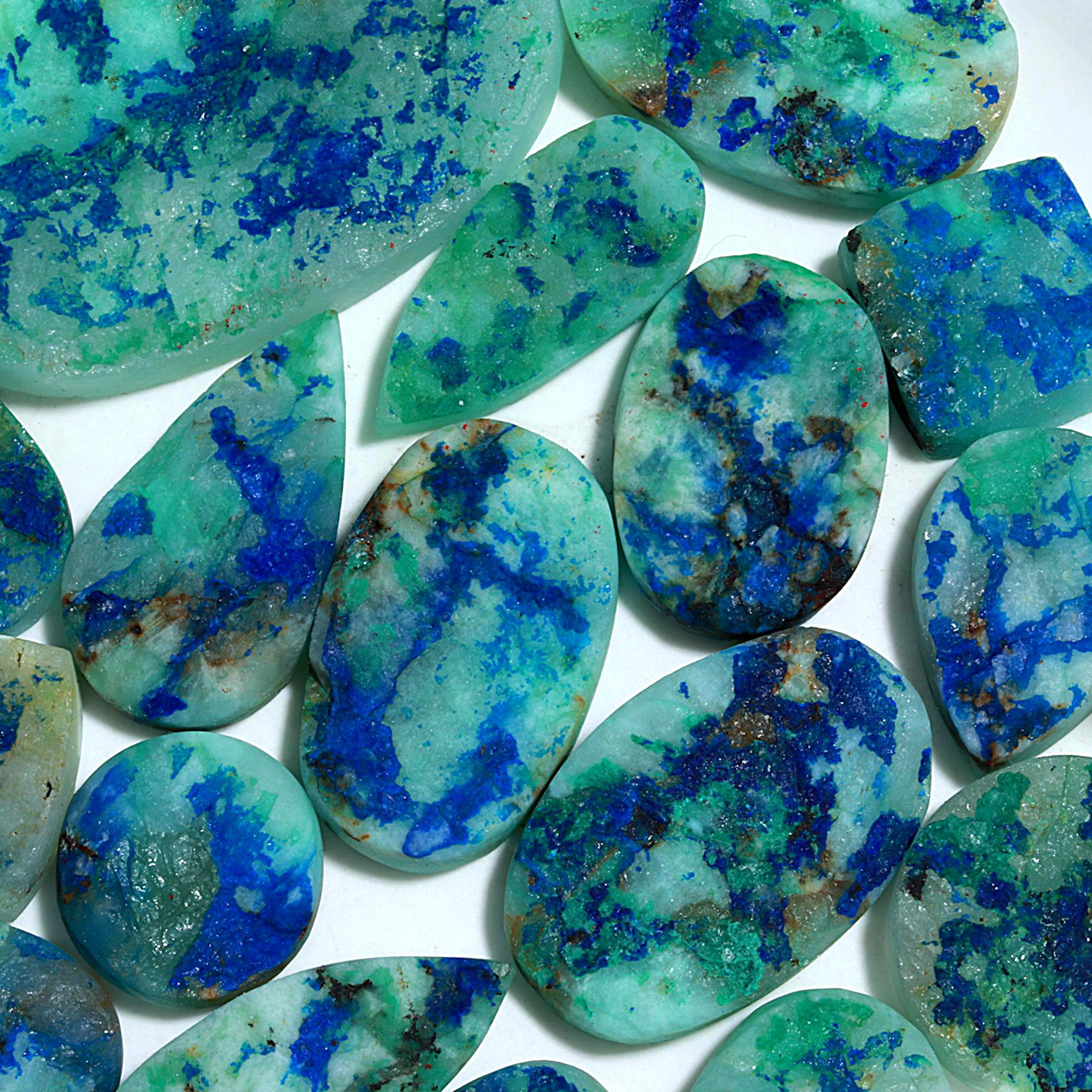 17 Pcs 580Cts Natural Azurite Druzy Unpolished Loose Cabochon Gemstone For Jewelry Wholesale Lot Size 53x33 19x20mm1179
