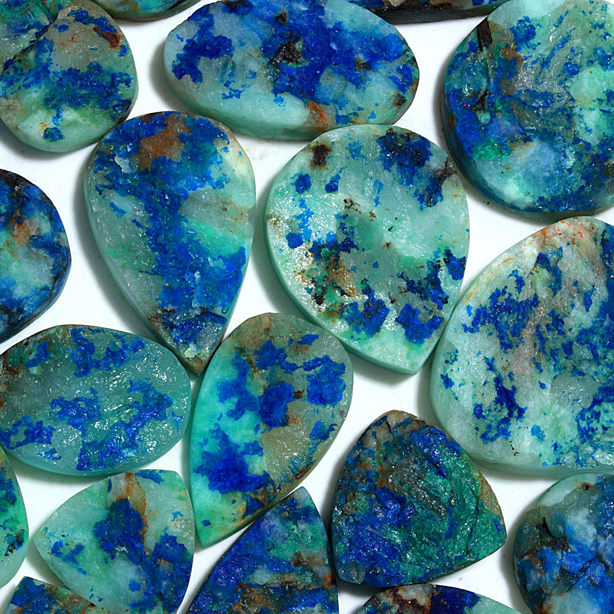 19 Pcs 600.Cts Natural Azurite Druzy Unpolished Loose Cabochon Gemstone For Jewelry Wholesale Lot Size 41x25 19x20mm