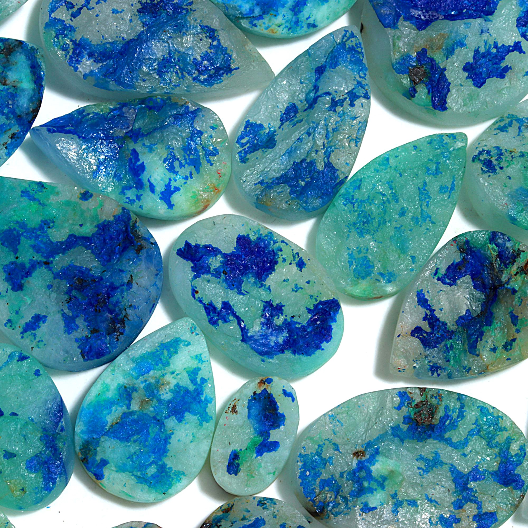 25 Pcs 752.Cts Natural Azurite Druzy Unpolished Loose Cabochon Gemstone For Jewelry Wholesale Lot Size 40x14 17x11mm