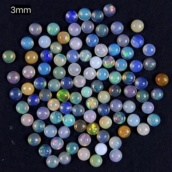 100Pcs Lot Natural Ethiopian Opal Calibrated Round Shape Cabochons for Jewelry Making