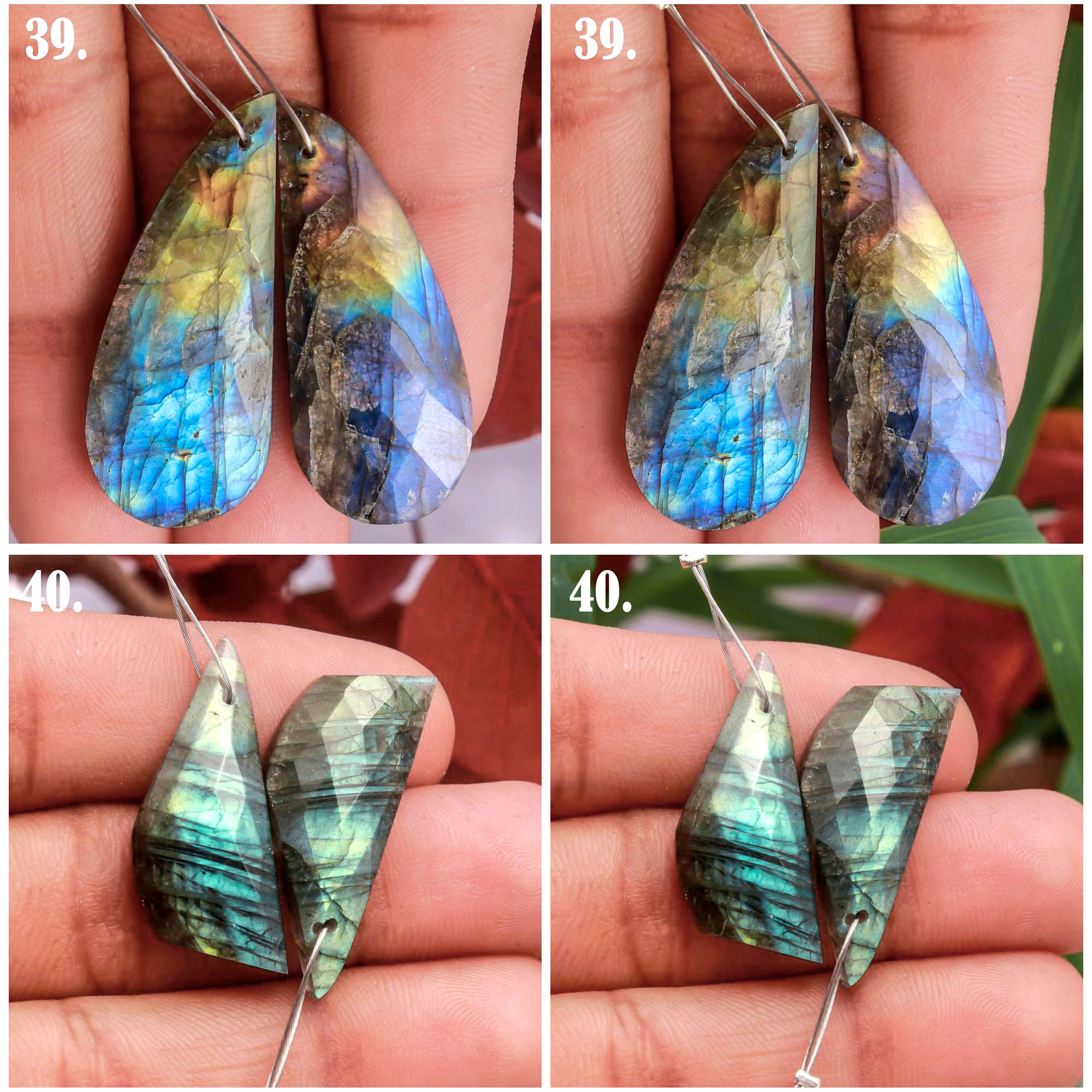 Natural Faceted Labradorite  Front To Back Drilled Earring Pair Loose Gemstone