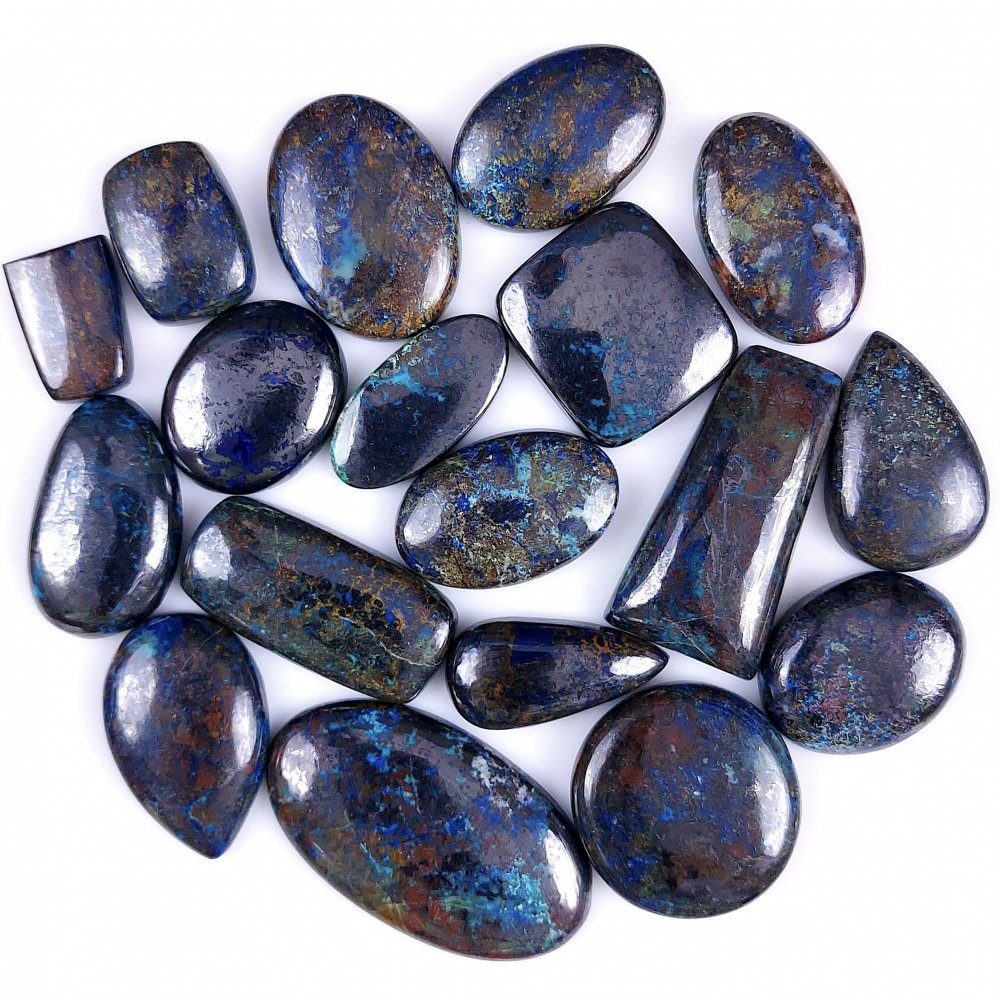 18Pcs 708Cts  Natural Blue Azurite Gemstone Cabochon Lot Azurite Crystal Pendant Necklace Azurite Jewelry For Crystal Healing 41x23 15x10mm#G-400