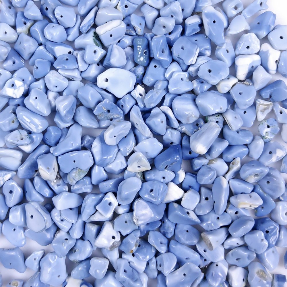 305Pcs 411Cts  Natural Blue Opal Gemstone Chips Uncut Beads for Jewelry Making Center Drill Loose Gemstones Nuggets Chips Smooth Beads Bracelet Gift for Her 13x7 7x7mm#G-402