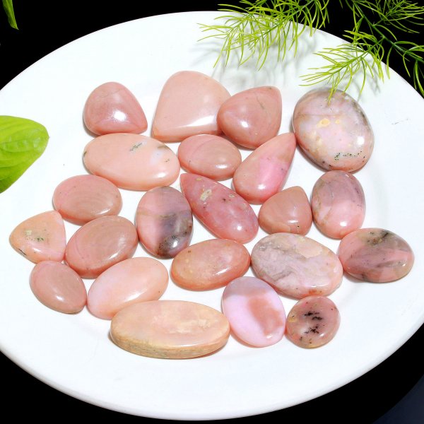 625.Cts 22 Pcs Natural Smooth Pink Opal Back Side Unpolished Mix Loose Gemstone Cabochon Wholesale Lot Size 40x24 23x20mm