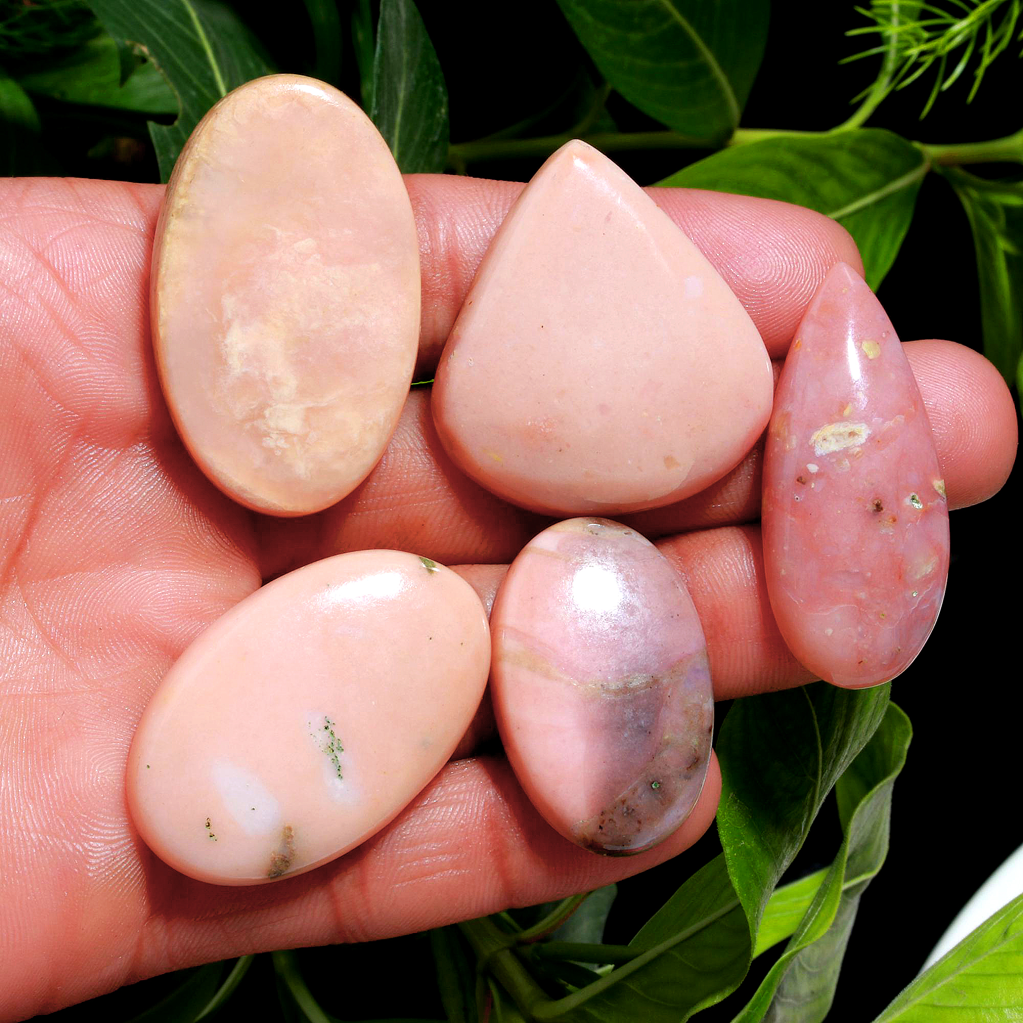 625.Cts 22 Pcs Natural Smooth Pink Opal Back Side Unpolished Mix Loose Gemstone Cabochon Wholesale Lot Size 40x24 23x20mm#1158