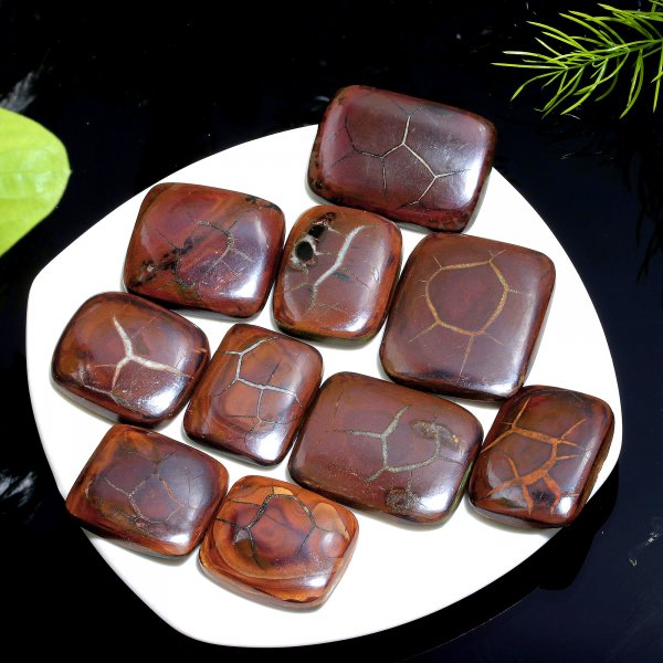 10 Pcs 330.Cts Natural Septarian Back Side Unpolished Loose Cabochon Gemstone For Jewelry Wholesale Lot Size 32x23 24x21mm