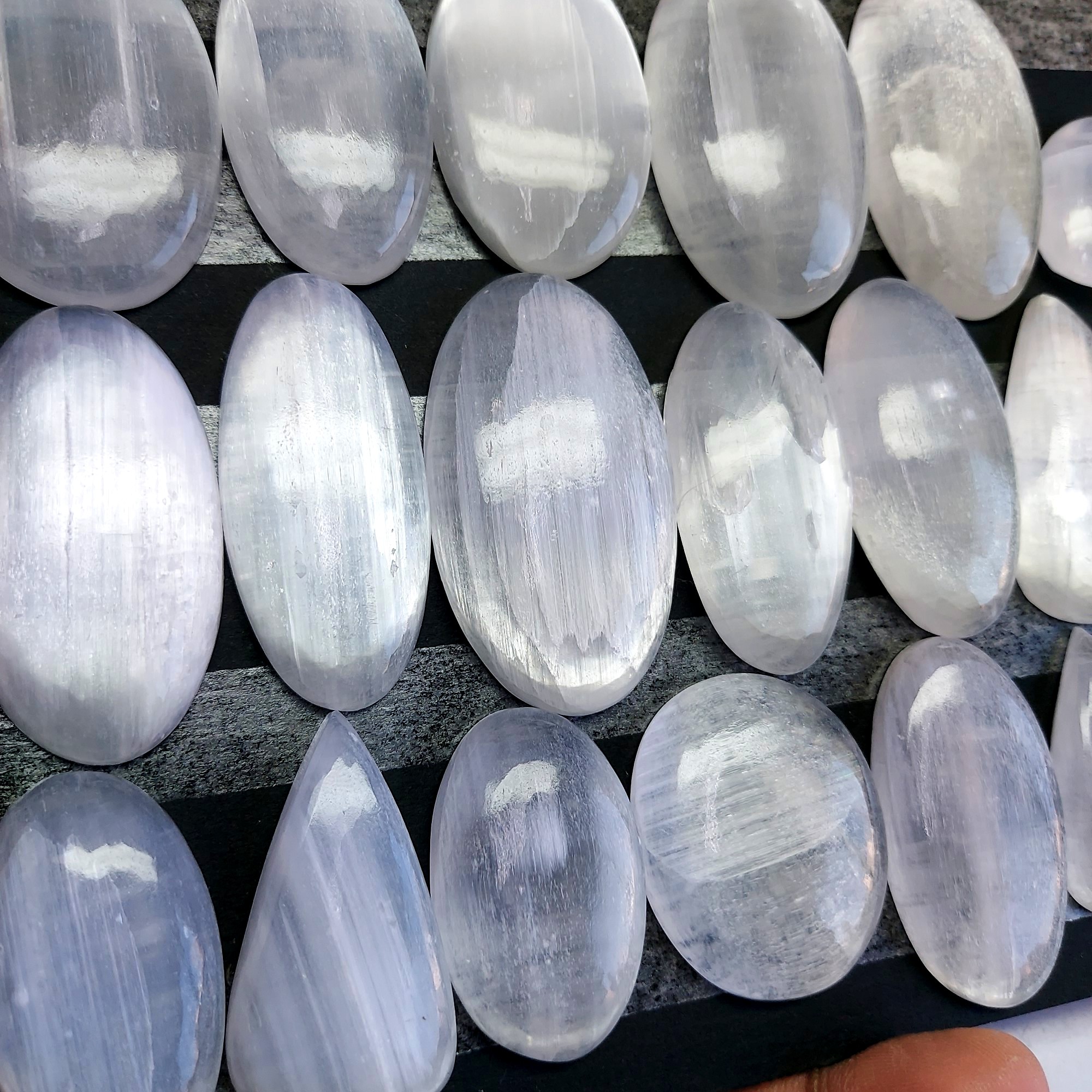 19pcs 1020Cts Natural White Selenite Loose Cabochon Lot  Gemstone For Jewelry Wholesale Lot Size 48x26 33x17mm