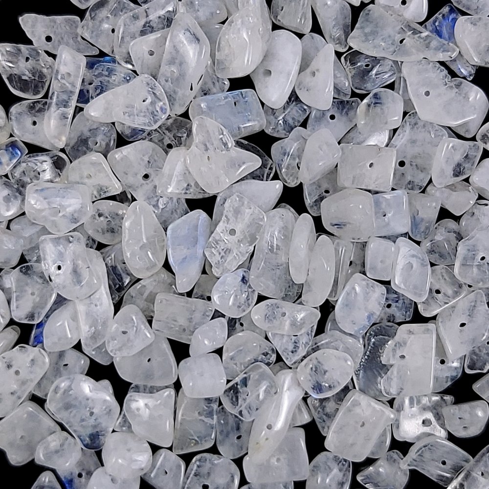 166Pcs 160Cts  Natural Rainbow Moonstone Gemstone Chips Uncut Beads for Jewelry Making Center Drill Loose Gemstones Nuggets Chips Smooth Beads Bracelet Gift for Her 14x5 9x6mm#G-418