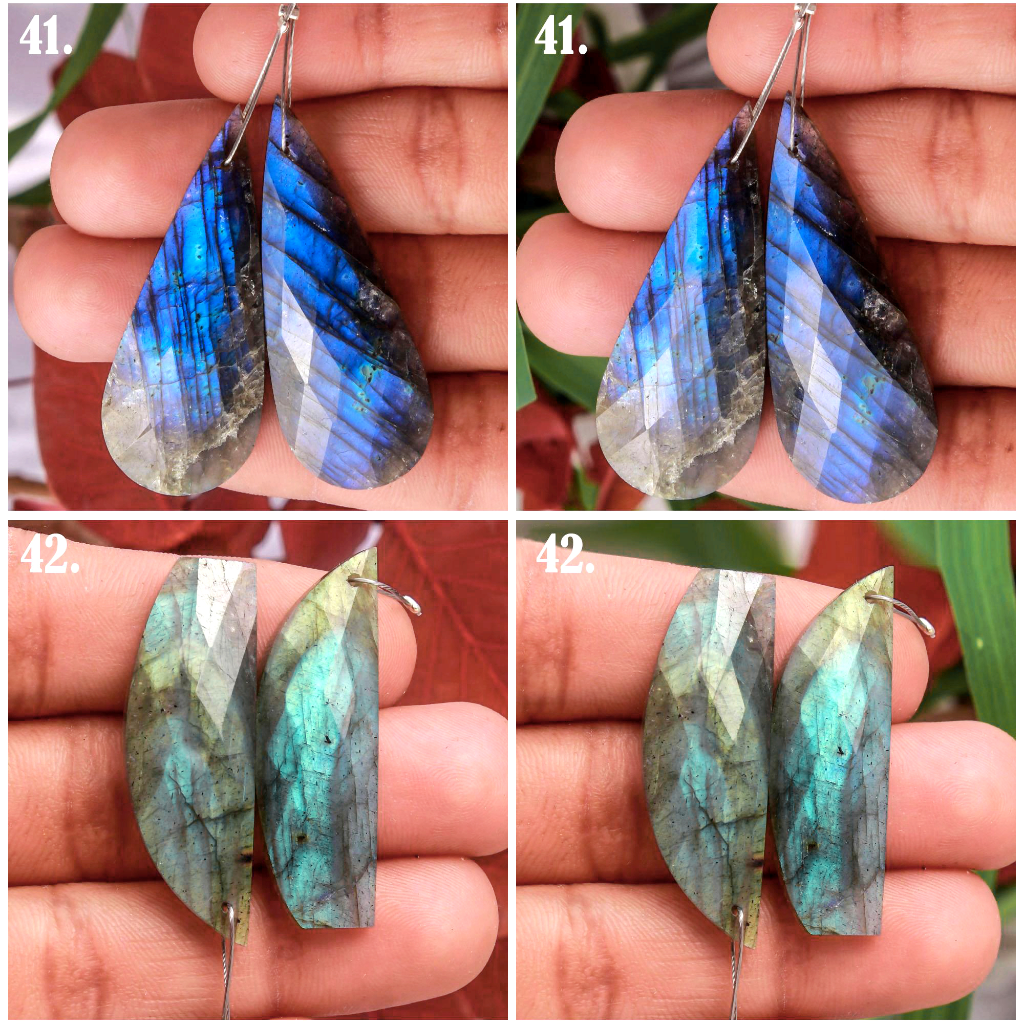Natural Faceted Labradorite  Front To Back Drilled Earring Pair Loose Gemstone