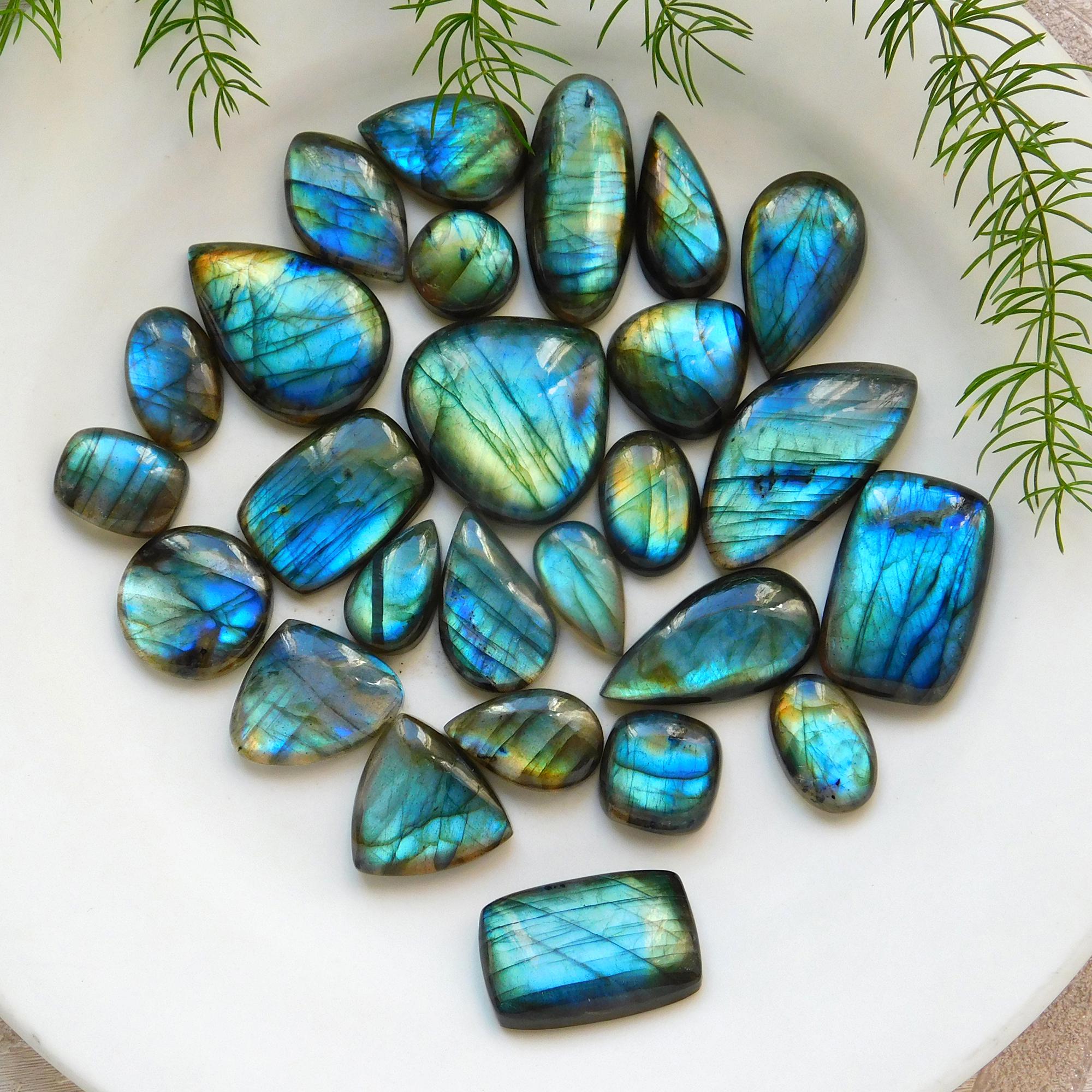 26 Pcs.495 Cts Natural labradorite Cabochon Loose Gemstone For Jewelry Wholesale Lot Size 34X15 17X13mm