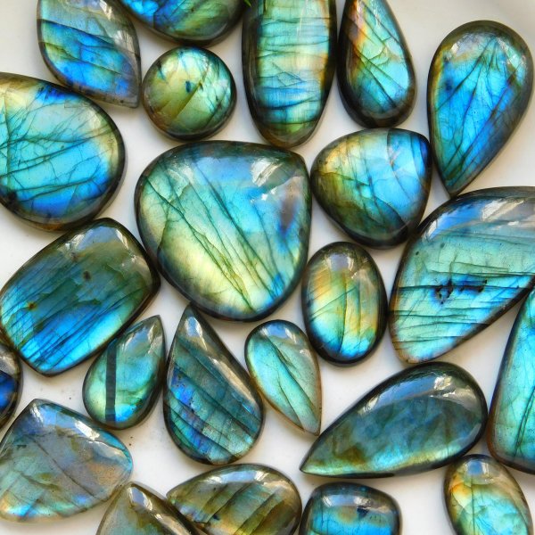 26 Pcs.495 Cts Natural labradorite Cabochon Loose Gemstone For Jewelry Wholesale Lot Size 34X15 17X13mm