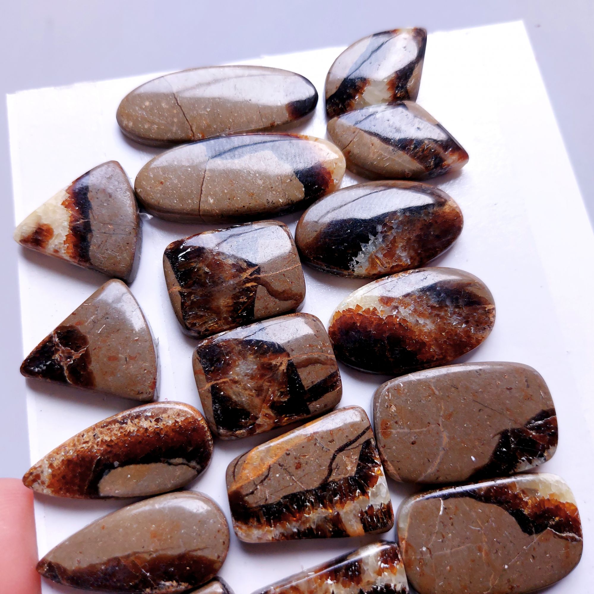 15 Pair 325Cts Natural Septarian Cabochon Pair Loose Gemstone For Jewelry Wholesale Lot Size 28x12 17x14mm