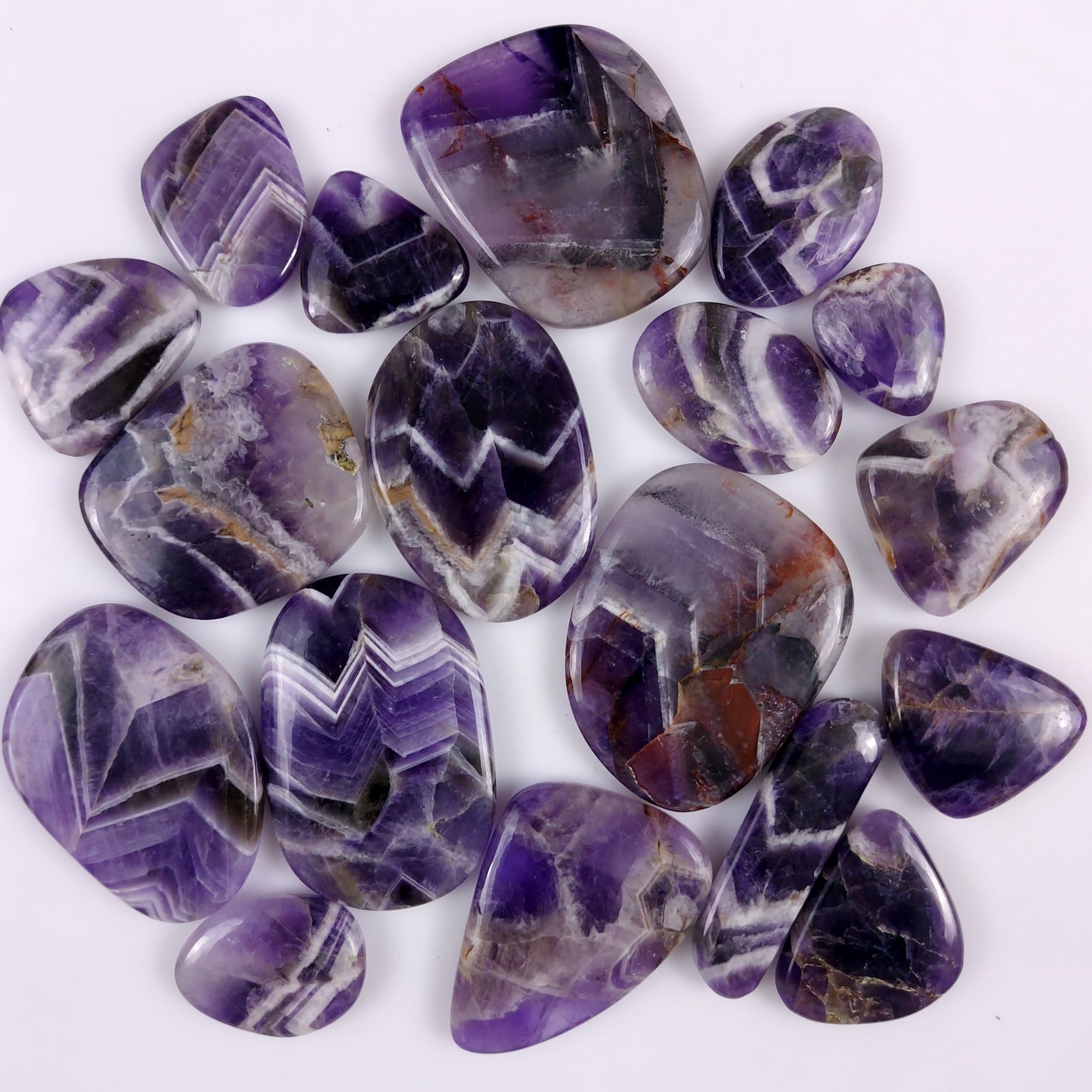 18Pcs 1013Cts  Natural Purple Amethyst Tumble Palm Crystal Stone Briolette Amethyst Pocket Stone Crown Chakra Reiki Crystal 46x30 18x14 mm#G-435