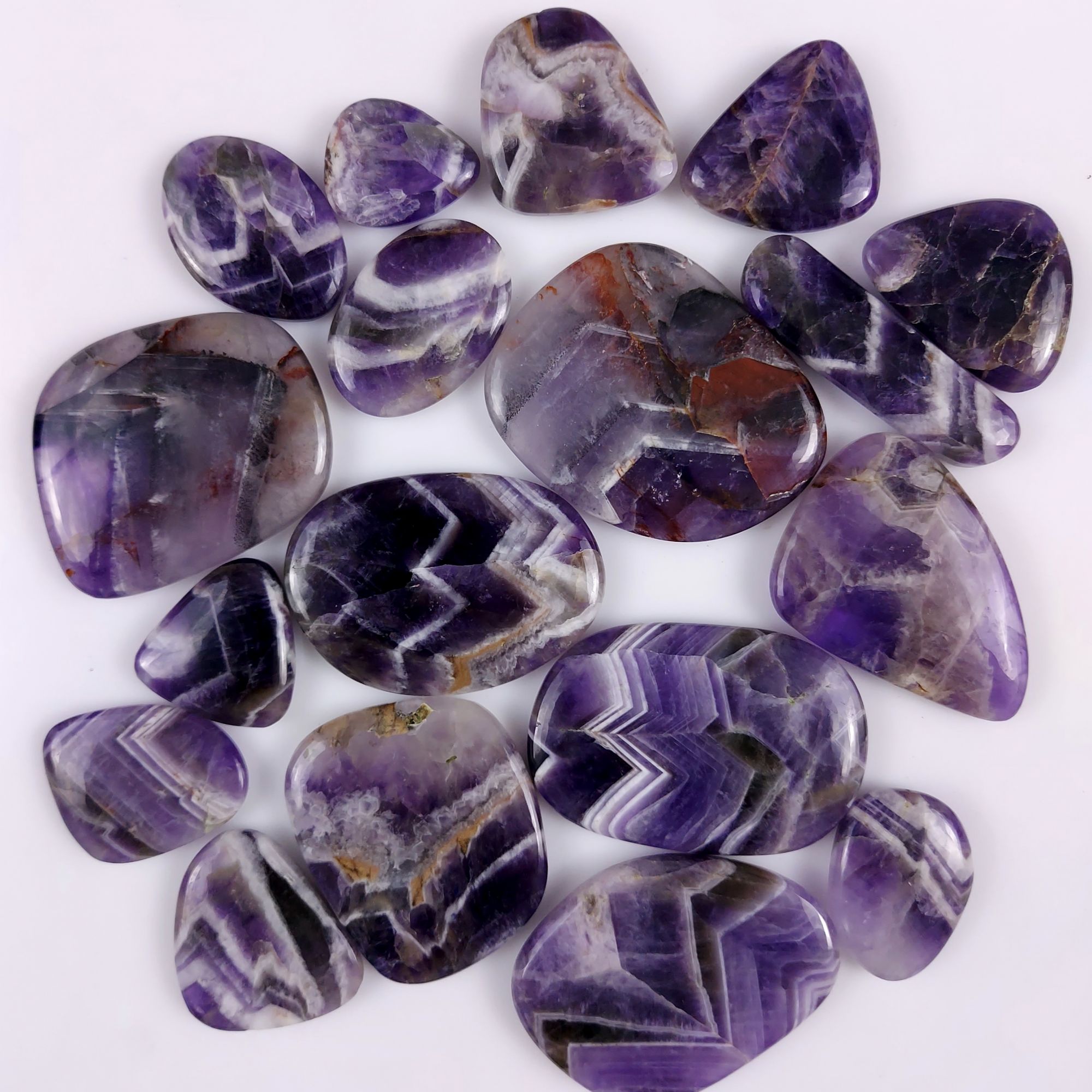 18Pcs 1013Cts  Natural Purple Amethyst Tumble Palm Crystal Stone Briolette Amethyst Pocket Stone Crown Chakra Reiki Crystal 46x30 18x14 mm#G-435