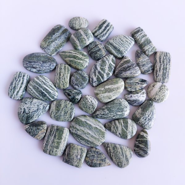 35 Pcs.430 Cts Natural seraphinite Cabochon Loose Gemstone For Jewelry Wholesale Lot Size 30x22 15x12mm