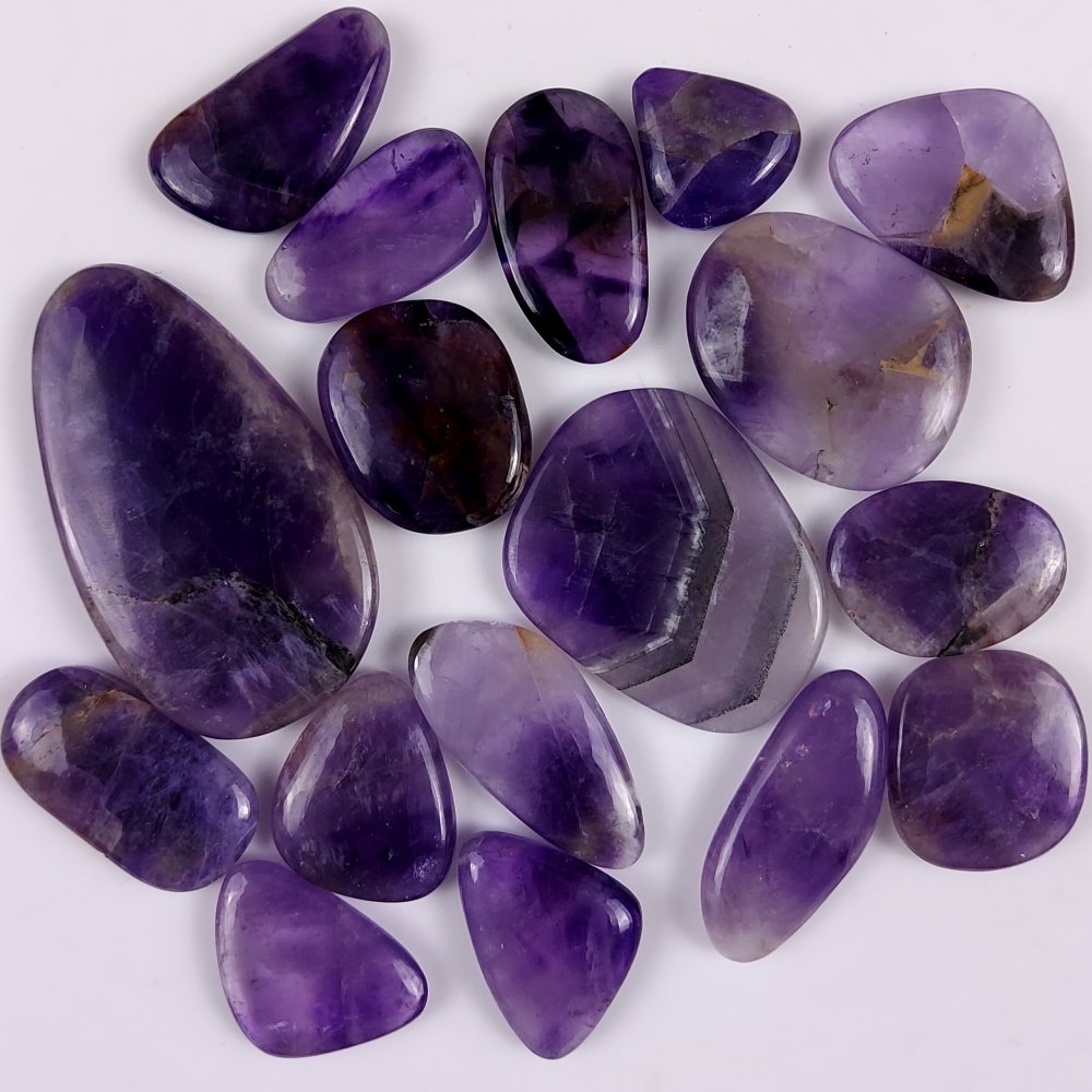 17Pcs 736Cts  Natural Purple Amethyst Tumble Palm Crystal Stone Briolette Amethyst Pocket Stone Crown Chakra Reiki Crystal 51x14 23x17mm#G-436